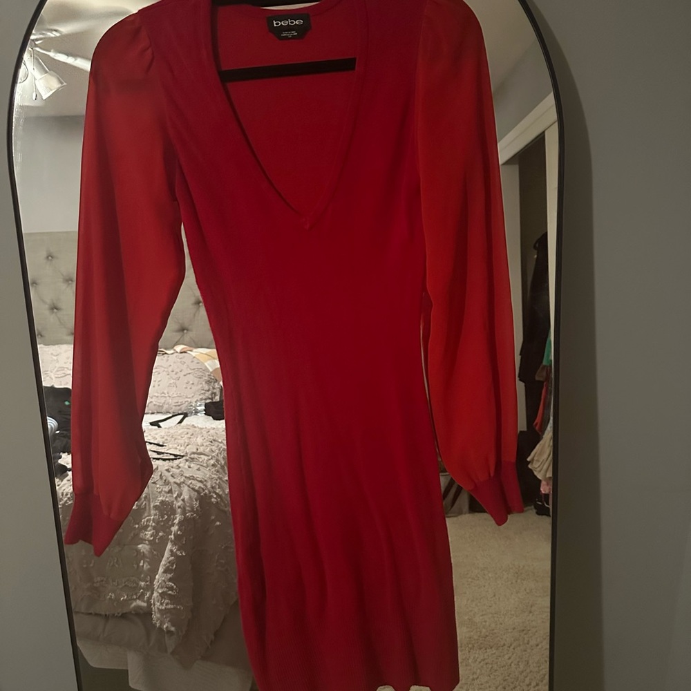 Bebé sweater dress with sheer sleeves